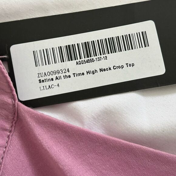 NWT Nasty Gal ‘Satins All the Time’ High Neck Crop Top Size 0 in Lilac - Picture 7 of 10